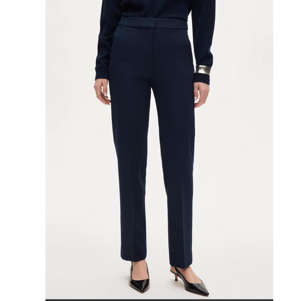 J.Crew Kate Straight Leg Trousers Pants Navy Blue Carreman French Fabric Size 8
